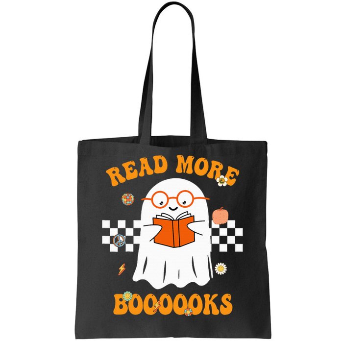 Groovy Halloween Read More Books Cute Boo read a book Tote Bag