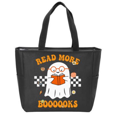 Groovy Halloween Read More Books Cute Boo read a book Zip Tote Bag