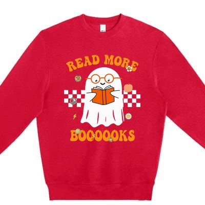 Groovy Halloween Read More Books Cute Boo read a book Premium Crewneck Sweatshirt