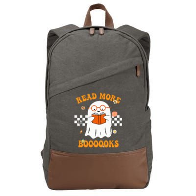 Groovy Halloween Read More Books Cute Boo read a book Cotton Canvas Backpack