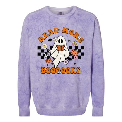 Groovy Halloween Read More Books Cute Boo Read A Book Colorblast Crewneck Sweatshirt