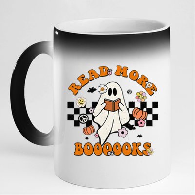 Groovy Halloween Read More Books Cute Boo Read A Book 11oz Black Color Changing Mug