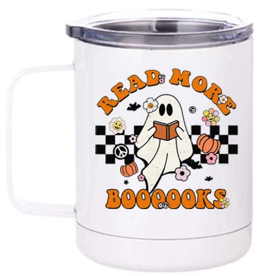 Groovy Halloween Read More Books Cute Boo Read A Book 12 oz Stainless Steel Tumbler Cup