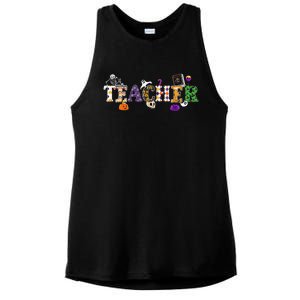 Groovy Halloween Retro Teacher Life Ladies PosiCharge Tri-Blend Wicking Tank