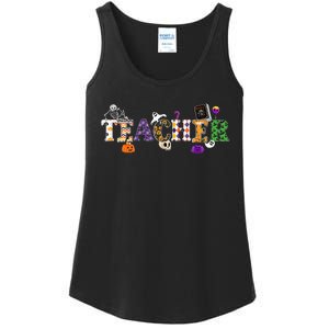 Groovy Halloween Retro Teacher Life Ladies Essential Tank