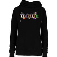 Groovy Halloween Retro Teacher Life Womens Funnel Neck Pullover Hood