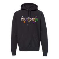 Groovy Halloween Retro Teacher Life Premium Hoodie