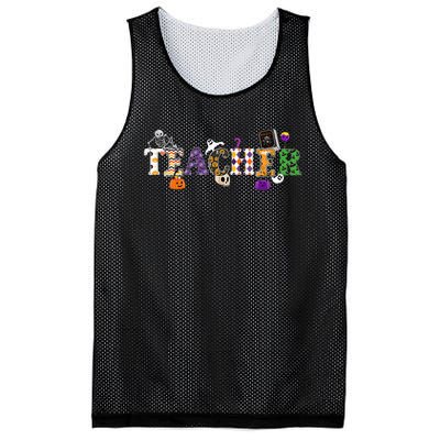 Groovy Halloween Retro Teacher Life Mesh Reversible Basketball Jersey Tank