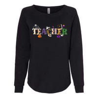 Groovy Halloween Retro Teacher Life Womens California Wash Sweatshirt