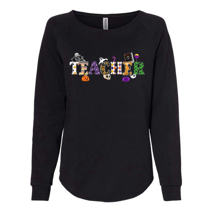 Groovy Halloween Retro Teacher Life Womens California Wash Sweatshirt