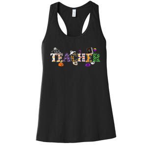 Groovy Halloween Retro Teacher Life Women's Racerback Tank