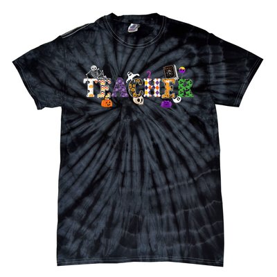 Groovy Halloween Retro Teacher Life Tie-Dye T-Shirt