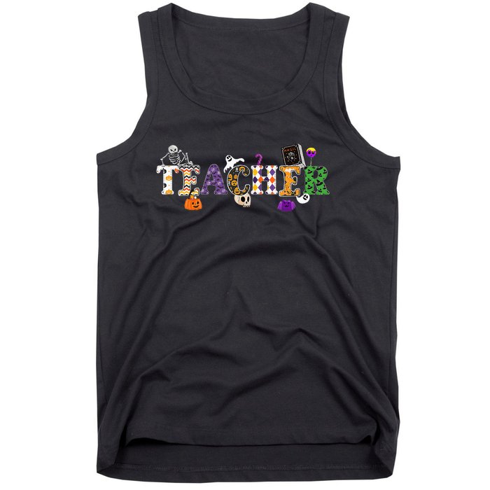 Groovy Halloween Retro Teacher Life Tank Top