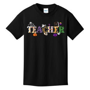 Groovy Halloween Retro Teacher Life Kids T-Shirt