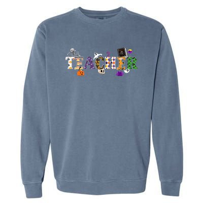 Groovy Halloween Retro Teacher Life Garment-Dyed Sweatshirt