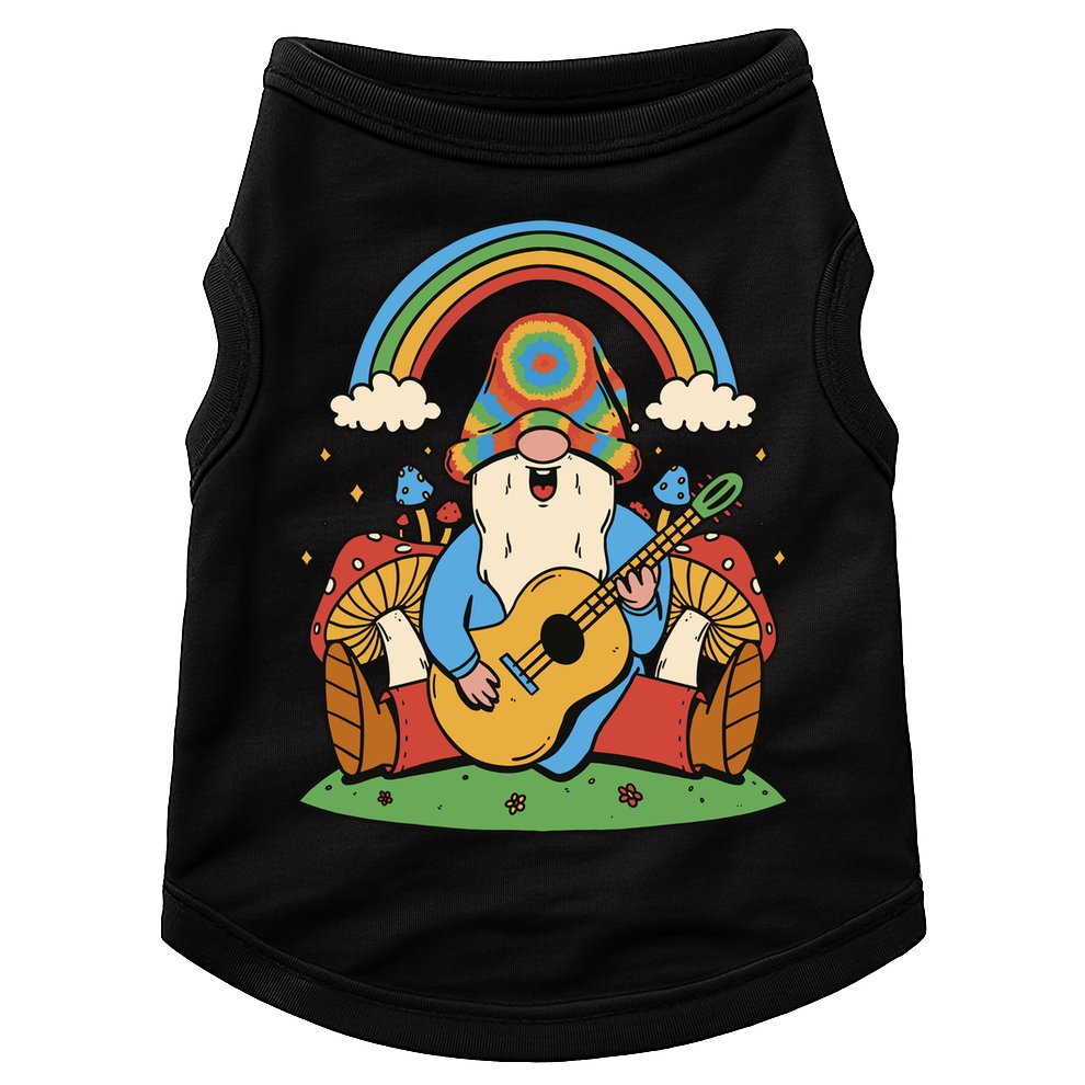 Gnome Hippie Rainbow Guitar Doggie Tank
