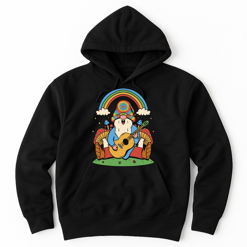 Gnome Hippie Rainbow Guitar Hoodie