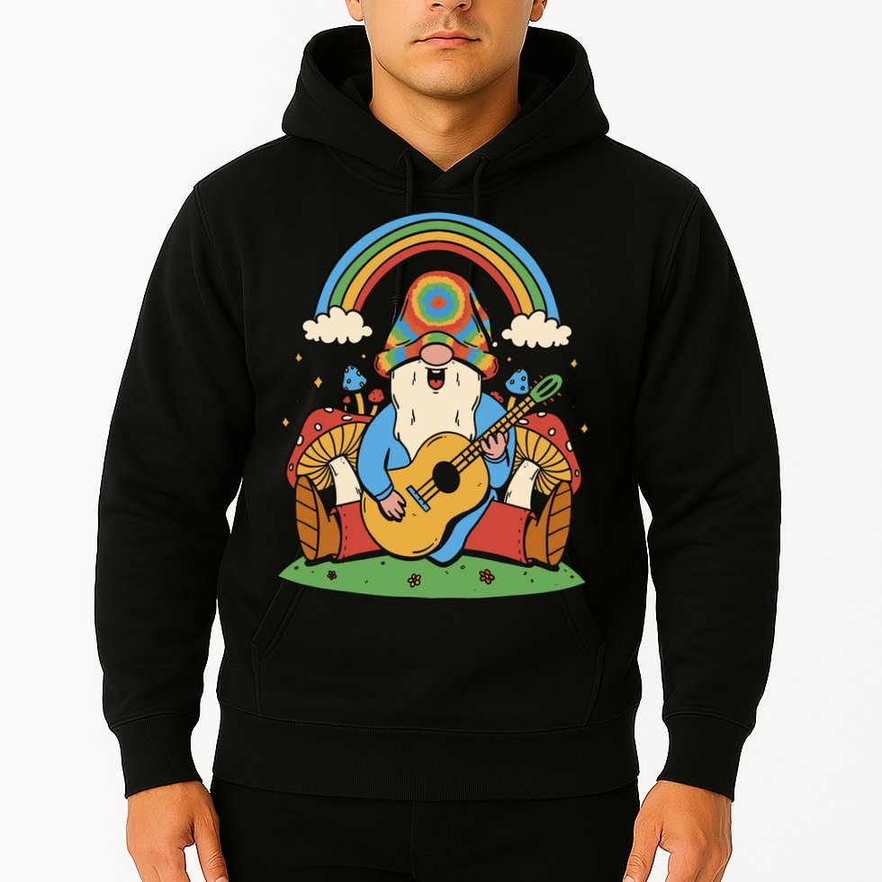 Gnome Hippie Rainbow Guitar Hoodie