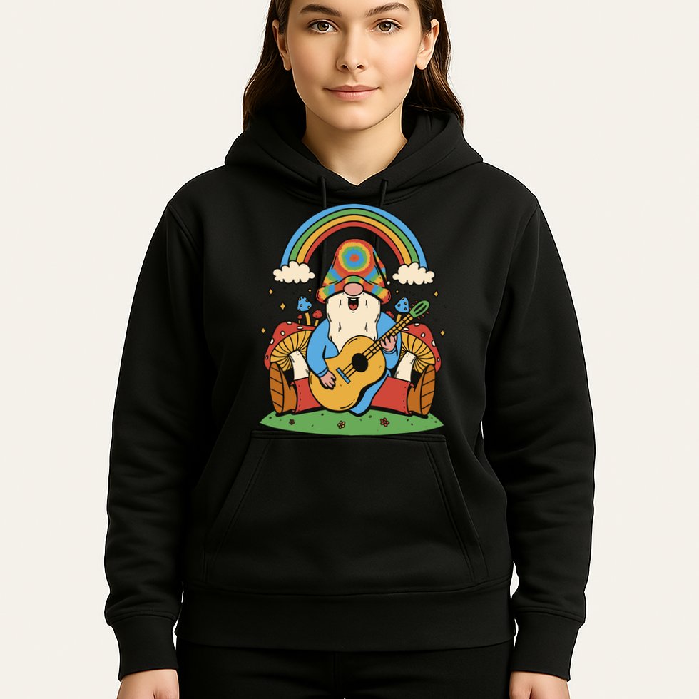 Gnome Hippie Rainbow Guitar Hoodie