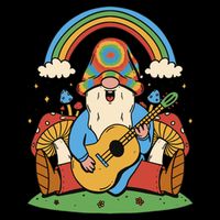 Gnome Hippie Rainbow Guitar City Backpack