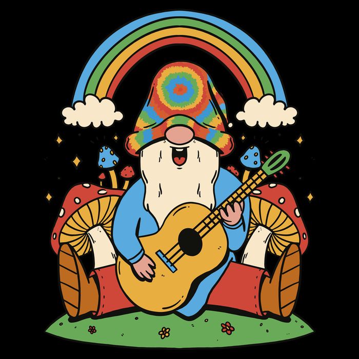 Gnome Hippie Rainbow Guitar City Backpack