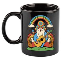 Gnome Hippie Rainbow Guitar 11oz C Handle Ceramic Mug