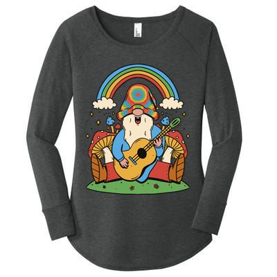 Gnome Hippie Rainbow Guitar Women's Perfect Tri Tunic Long Sleeve Shirt
