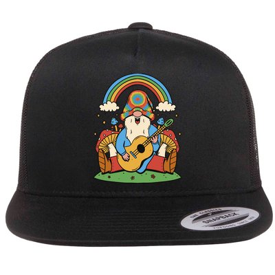 Gnome Hippie Rainbow Guitar Flatbill Hat