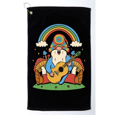 Gnome Hippie Rainbow Guitar Golf Towel