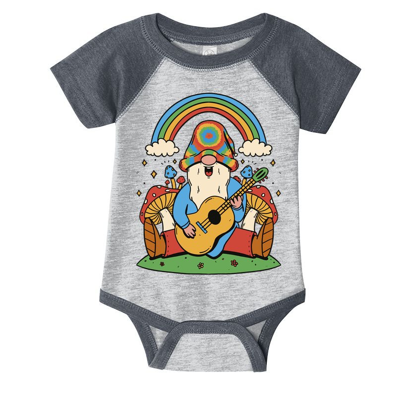 Gnome Hippie Rainbow Guitar Infant Baby Jersey Bodysuit