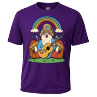 Gnome Hippie Rainbow Guitar Cooling Performance Crew T-Shirt