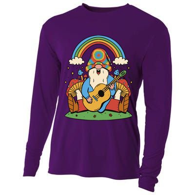 Gnome Hippie Rainbow Guitar Cooling Performance Long Sleeve Crew