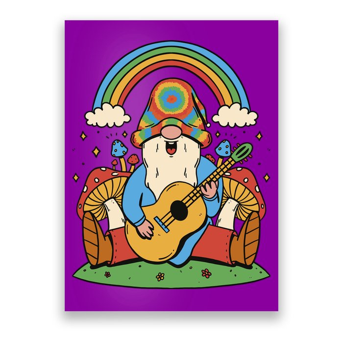Gnome Hippie Rainbow Guitar Poster