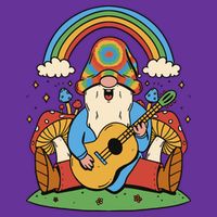 Gnome Hippie Rainbow Guitar Poster