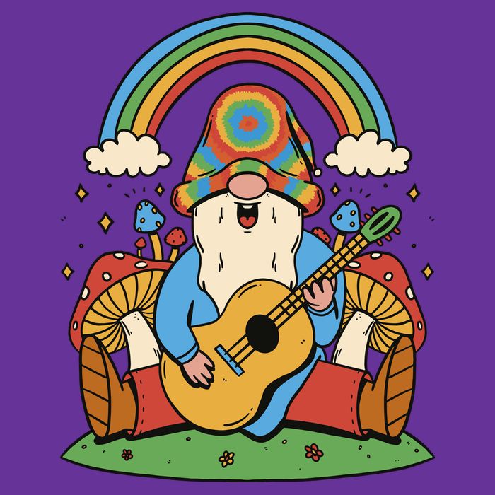 Gnome Hippie Rainbow Guitar Poster