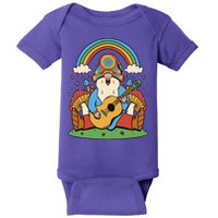 Gnome Hippie Rainbow Guitar Baby Bodysuit