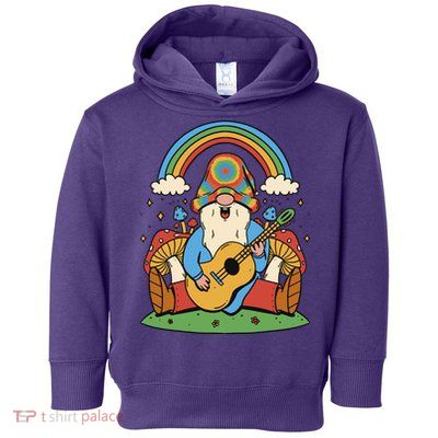 Gnome Hippie Rainbow Guitar Toddler Hoodie