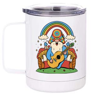 Gnome Hippie Rainbow Guitar 12 oz Stainless Steel Tumbler Cup