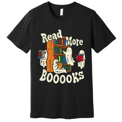 Groovy Halloween Read More Books Cute Boo Student Teacher Premium T-Shirt