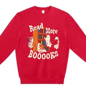 Groovy Halloween Read More Books Cute Boo Student Teacher Premium Crewneck Sweatshirt