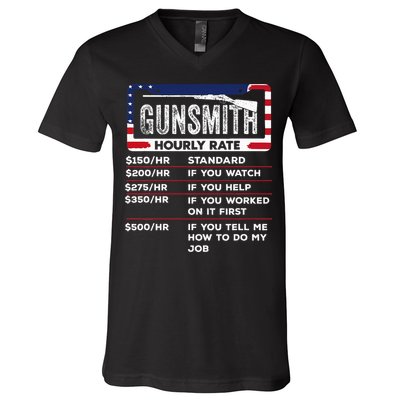 Gunsmith Hourly Rate.Gunsmith Funny Gunsmithing Gun V-Neck T-Shirt
