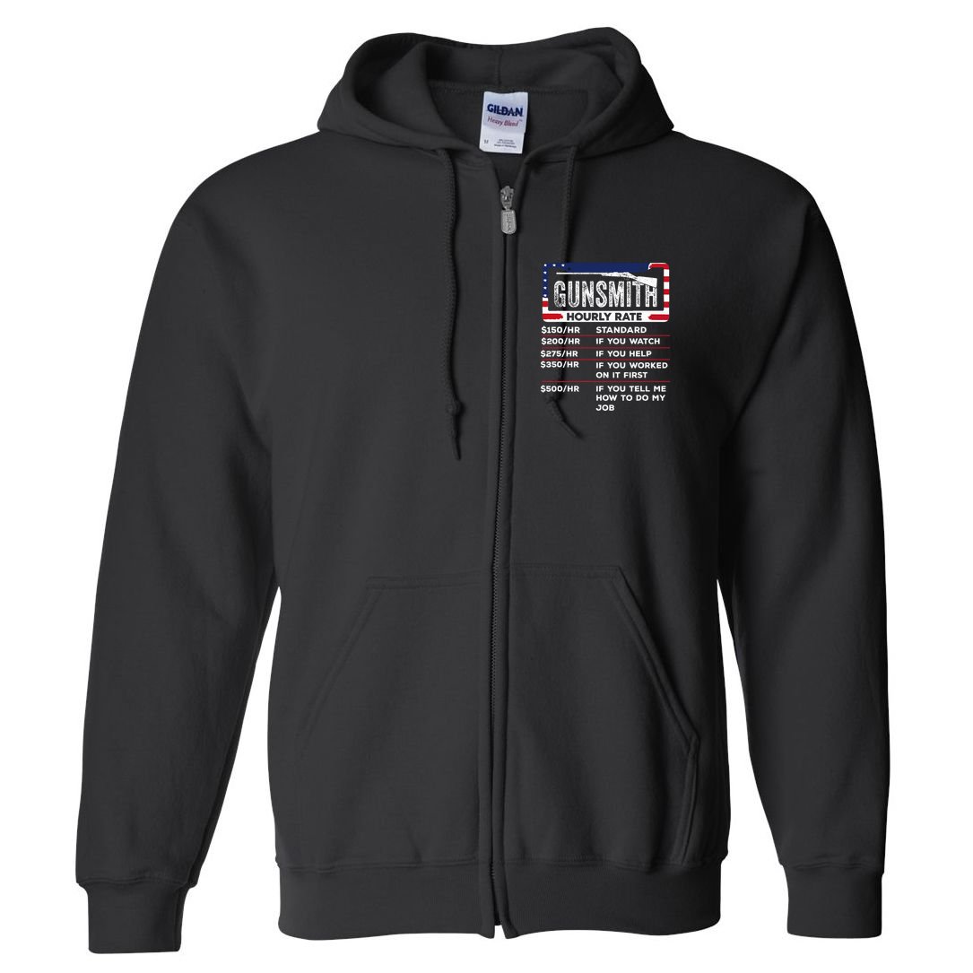 Gunsmith Hourly Rate.Gunsmith Funny Gunsmithing Gun Full Zip Hoodie