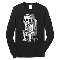 Gaming Halloween Skeleton Scary Gamer Long Sleeve Shirt