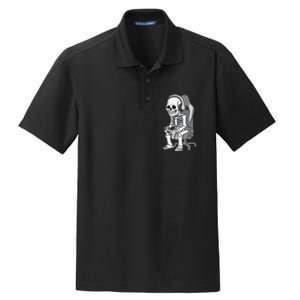 Gaming Halloween Skeleton Scary Gamer Dry Zone Grid Polo