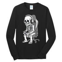 Gaming Halloween Skeleton Scary Gamer Tall Long Sleeve T-Shirt