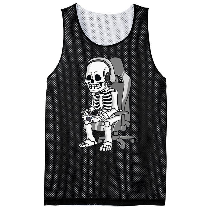 Gaming Halloween Skeleton Scary Gamer Mesh Reversible Basketball Jersey Tank