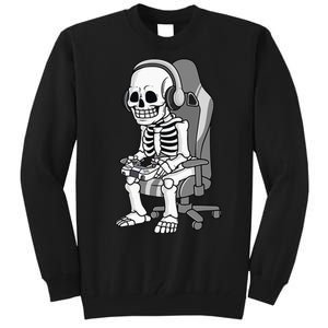 Gaming Halloween Skeleton Scary Gamer Tall Sweatshirt