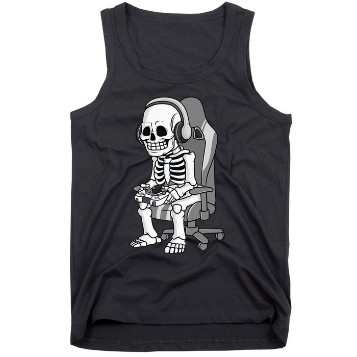 Gaming Halloween Skeleton Scary Gamer Tank Top