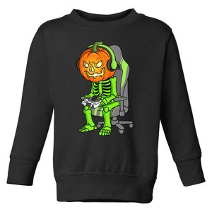 Gaming Halloween Skeleton Jack O Lantern Gamer Toddler Sweatshirt