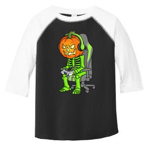 Gaming Halloween Skeleton Jack O Lantern Gamer Toddler Fine Jersey T-Shirt